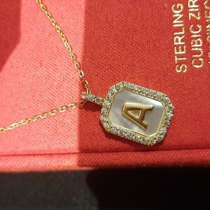 Authentic Genuine 14k yellow gold 💛 over sterling silver initial "A" necklace